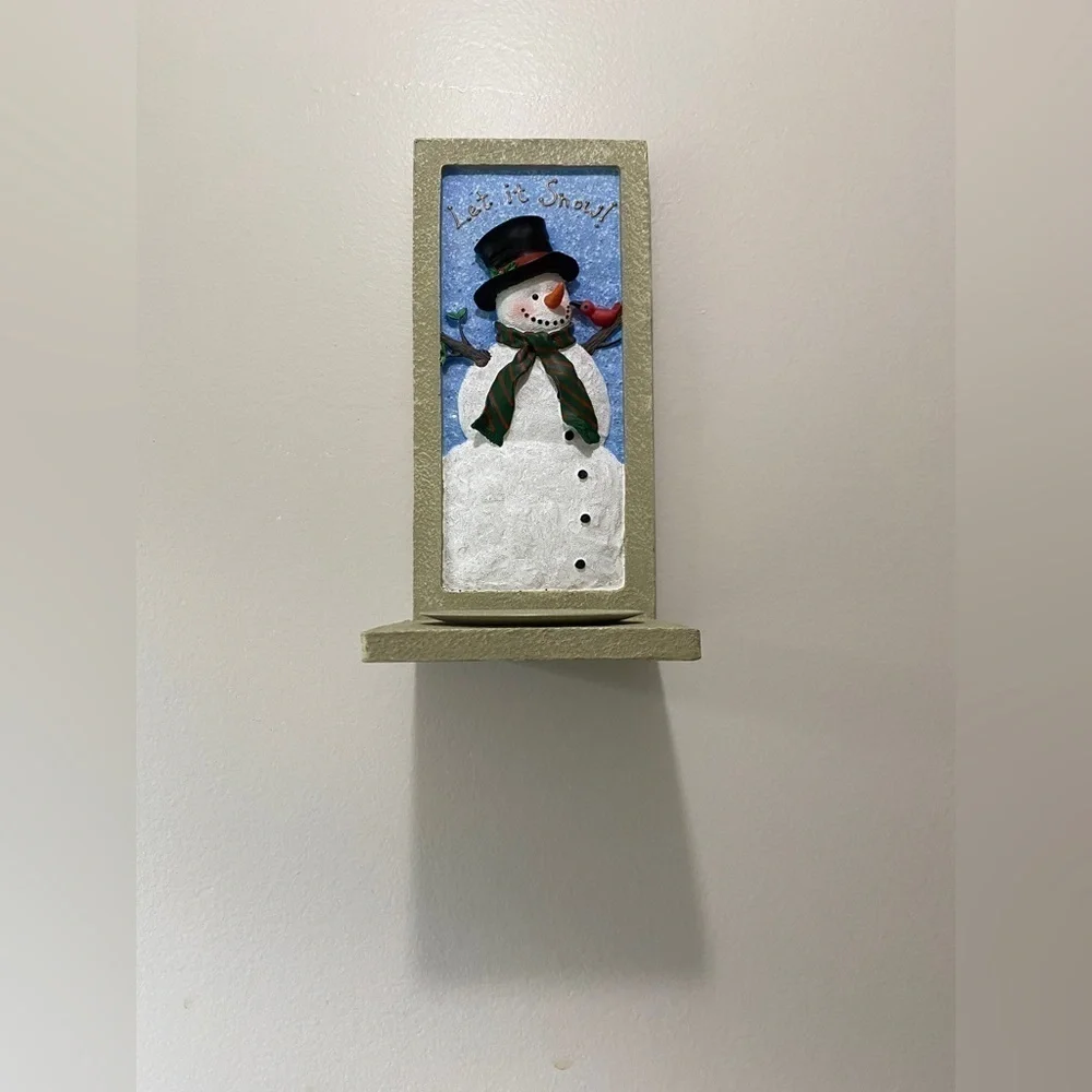 NWOT - Stoneware Let it Snow Free Standing or Hanging Candle Holder